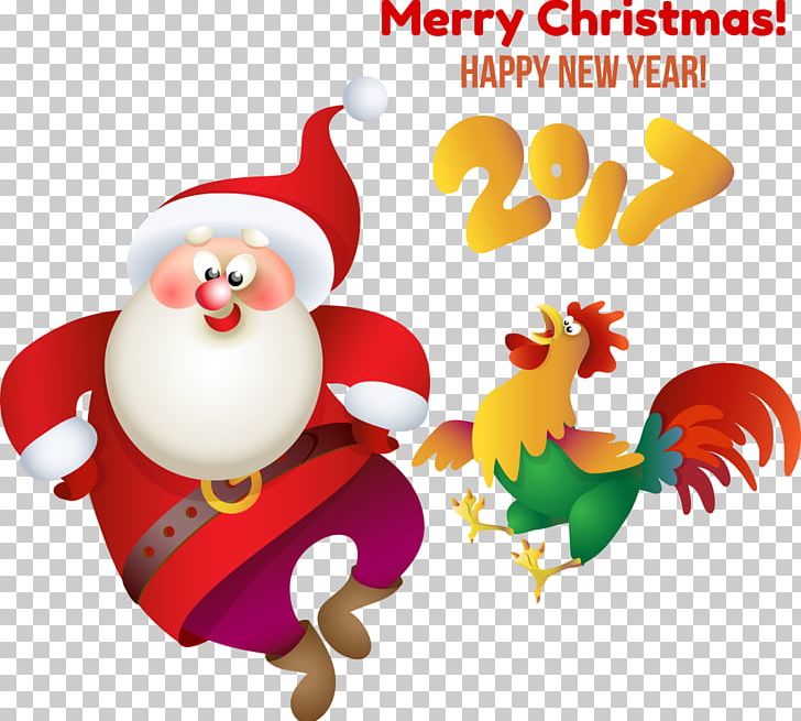 Santa Claus New Years Day Christmas PNG, Clipart, Bird, Chicken, Christmas Decoration, Cock Vector, Encapsulated Postscript Free PNG Download