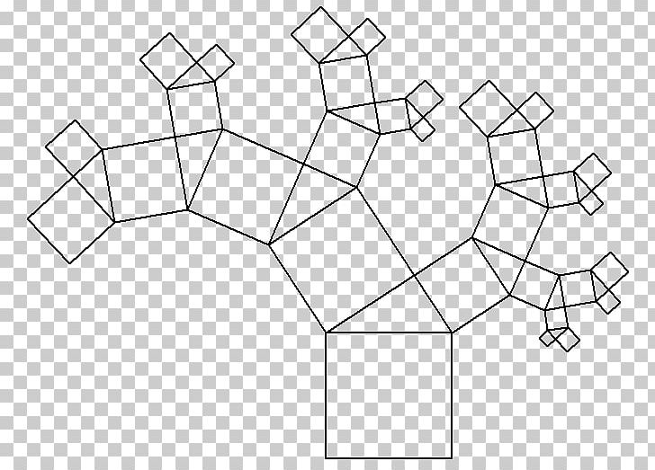 Pythagoras Tree Pythagorean Theorem Right Triangle Fractal PNG, Clipart, Angle, Area, Black And White, Circle, Diagram Free PNG Download