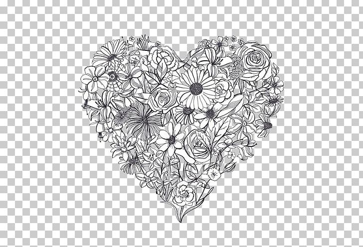 Heart Drawing Tattoo Flower Anatomy PNG, Clipart, Anatomy, Art, Black And White, Circle, Coverup Free PNG Download