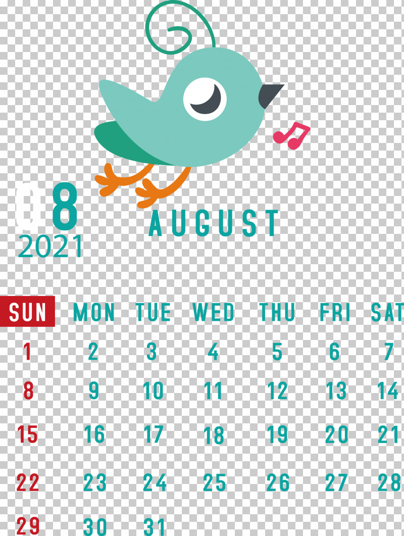 August 2021 Calendar August Calendar 2021 Calendar PNG, Clipart, 2021 Calendar, Beak, Calendar System, Geometry, Line Free PNG Download