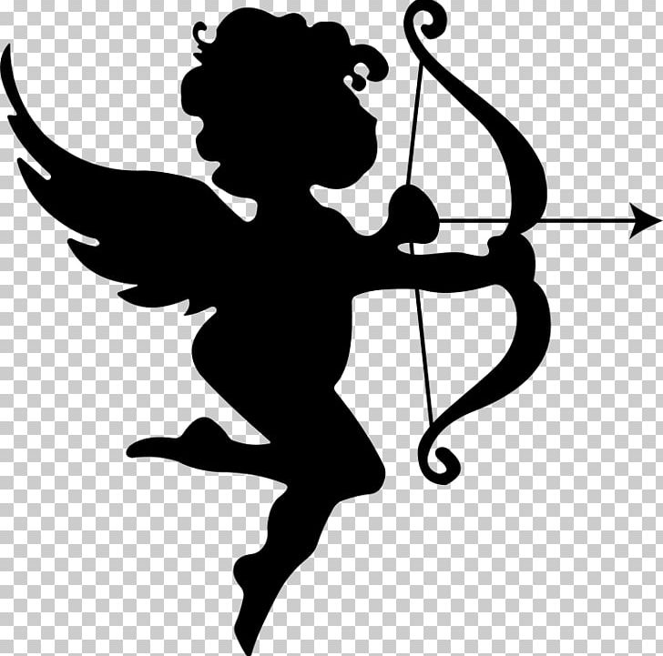 Cupid Silhouette PNG, Clipart, Arrow, Art, Artwork, Black And White, Bow Free PNG Download