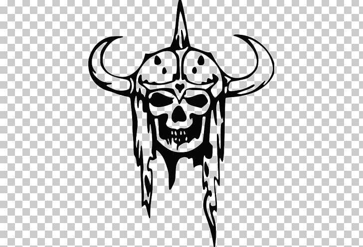 Drawing Viking Skull Tattoo PNG, Clipart, Art, Black And White, Bone, Car Sticker, Fictional Character Free PNG Download