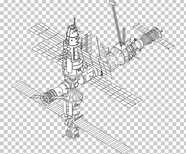 International Space Station Mir Drawing PNG, Clipart, Angle, Artwork, Astronaut, Black And White, Engineering Free PNG Download