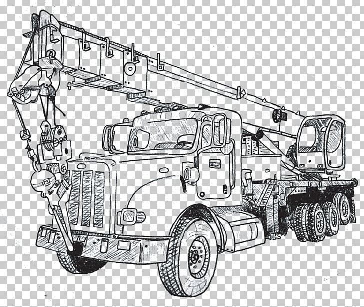 Car Commercial Vehicle Drawing Truck Mercedes-Benz PNG, Clipart, Black And White, Boom, Car, Commercial Vehicle, Crane Free PNG Download