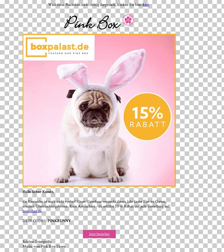 Pug Easter Bunny Puppy Dog Breed PNG, Clipart, Carnivoran, Companion Dog, Dog, Dog Breed, Dog Like Mammal Free PNG Download