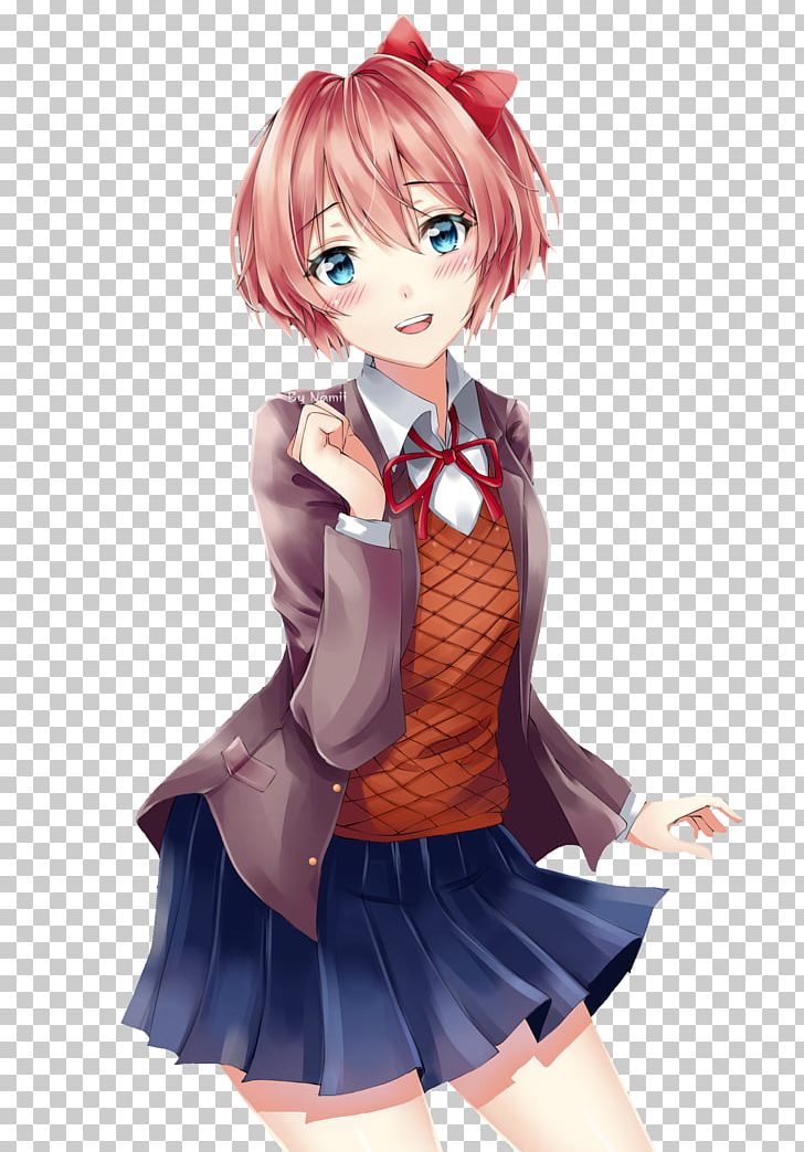 Doki Doki Literature Club! Team Salvato Poetry Fan Fiction PNG, Clipart, Anime, Brown Hair, Character, Clothing, Doki Free PNG Download