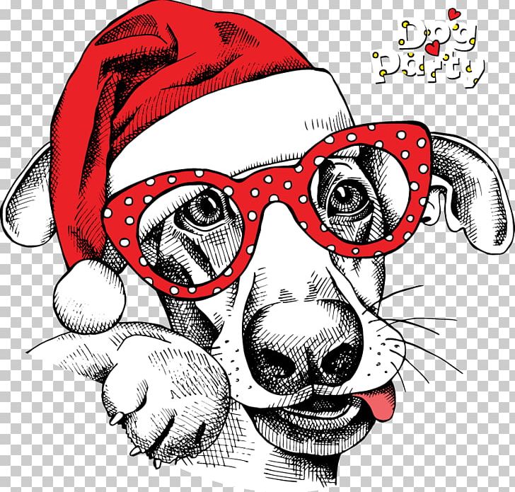 Dog Santa Claus Christmas Card New Year PNG, Clipart, Animals, Carnivoran, Cartoon, Christmas Decoration, Christmas Frame Free PNG Download