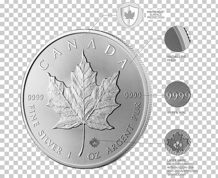 Silver Coin Canadian Silver Maple Leaf Canadian Silver Maple Leaf PNG, Clipart, Black And White, Bullion, Bullion Coin, Canadian Silver Maple Leaf, Coin Free PNG Download