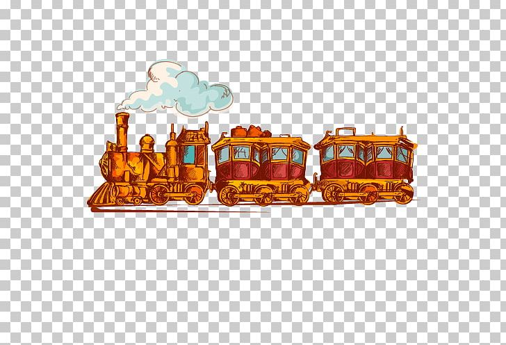 Train Rail Transport PNG, Clipart, Drawing, Frame Vintage, Miscellaneous, Mode Of Transport, Orange Free PNG Download