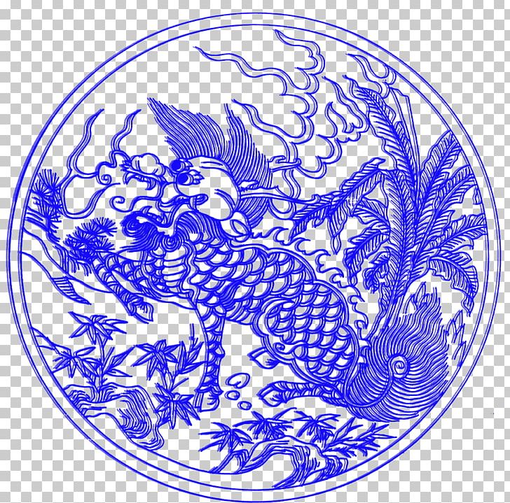 Blue And White Pottery Circle Qilin PNG, Clipart, Area, Art, Black And White, Blue, Blue Abstract Free PNG Download