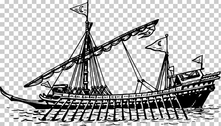Sailing Ship Galley Galleon Watercraft PNG, Clipart, Baltimore Clipper, Barque, Black And White, Brig, Caravel Free PNG Download