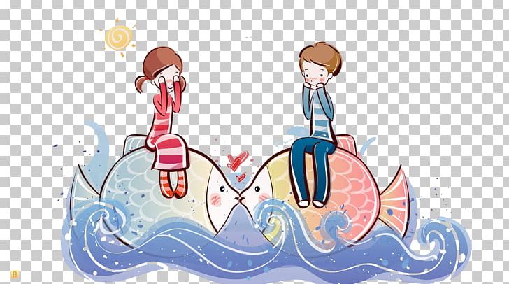 Cartoon Couple High-definition Television Drawing PNG, Clipart, 1080p, Aquarium Fish, Art, Boy, Child Free PNG Download