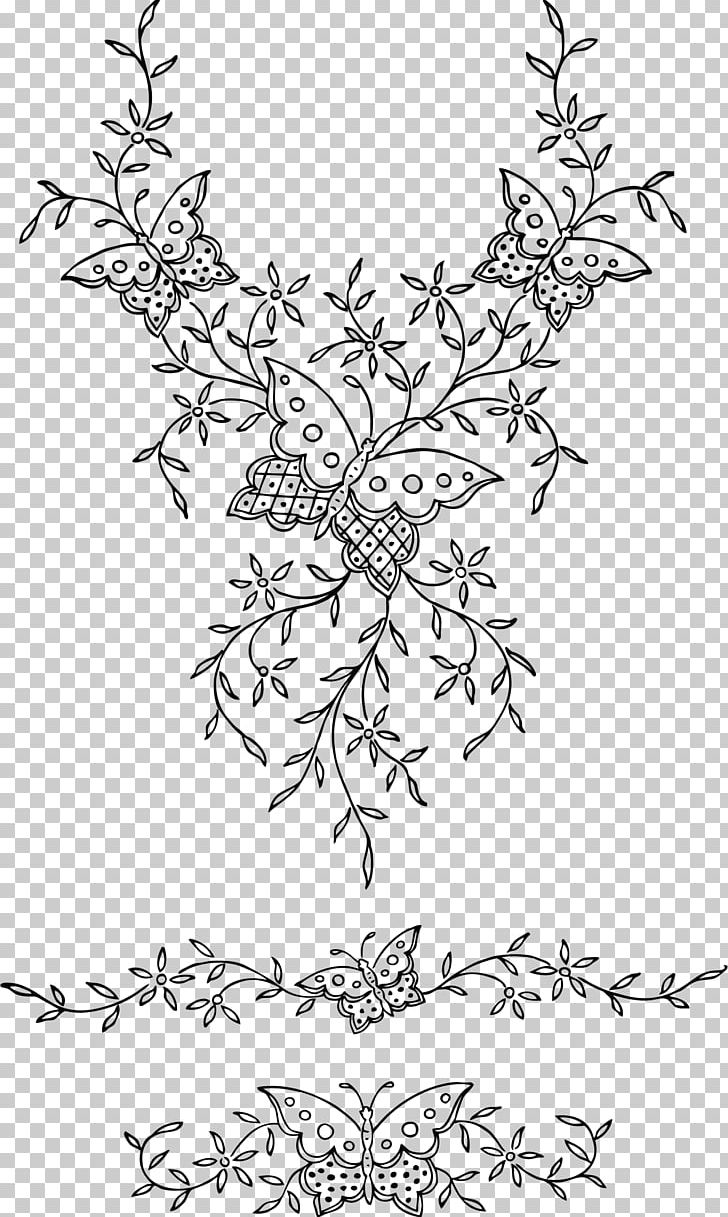 Coloring Book Embroidery Adult Child Flower PNG, Clipart, Adult, Area, Black And White, Branch, Butterfly Free PNG Download