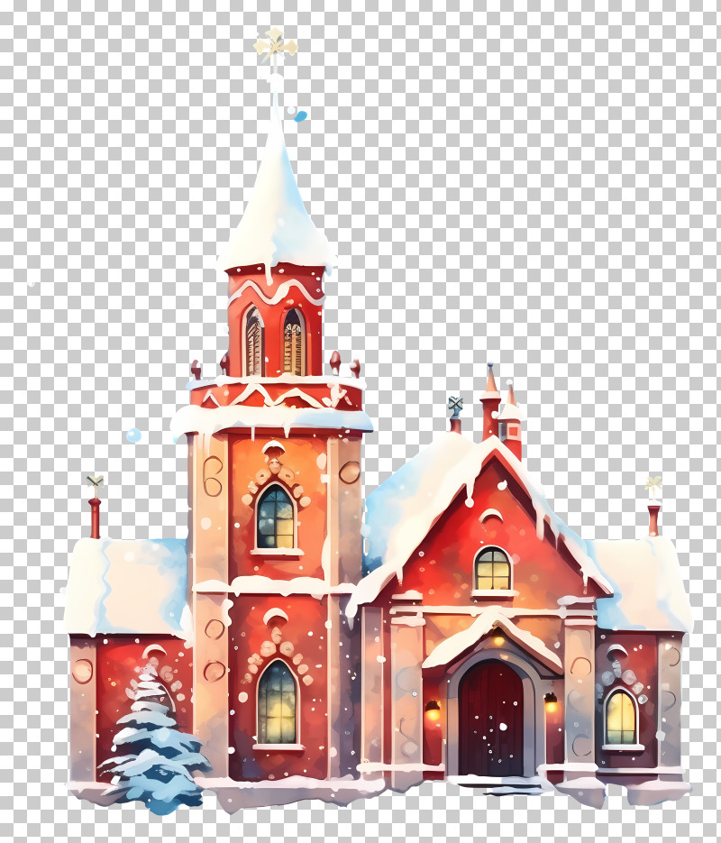 Red Brick Church - Snowy Church In Winter PNG
