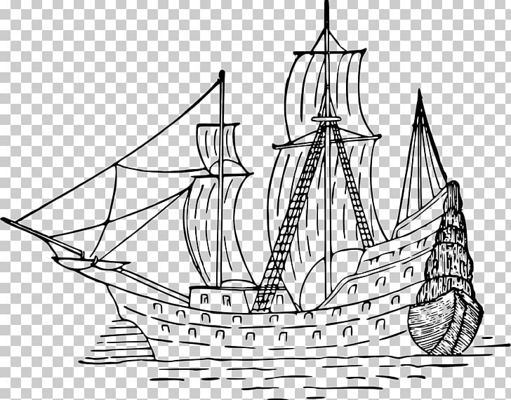 Sailing Ship Drawing Boat PNG, Clipart, Barque, Barquentine, Black And White, Brig, Caravel Free PNG Download