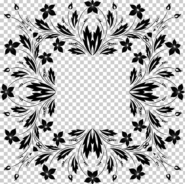 Flower Floral Design Black And White PNG, Clipart, Black, Black And White, Branch, Cdr, Circle Free PNG Download