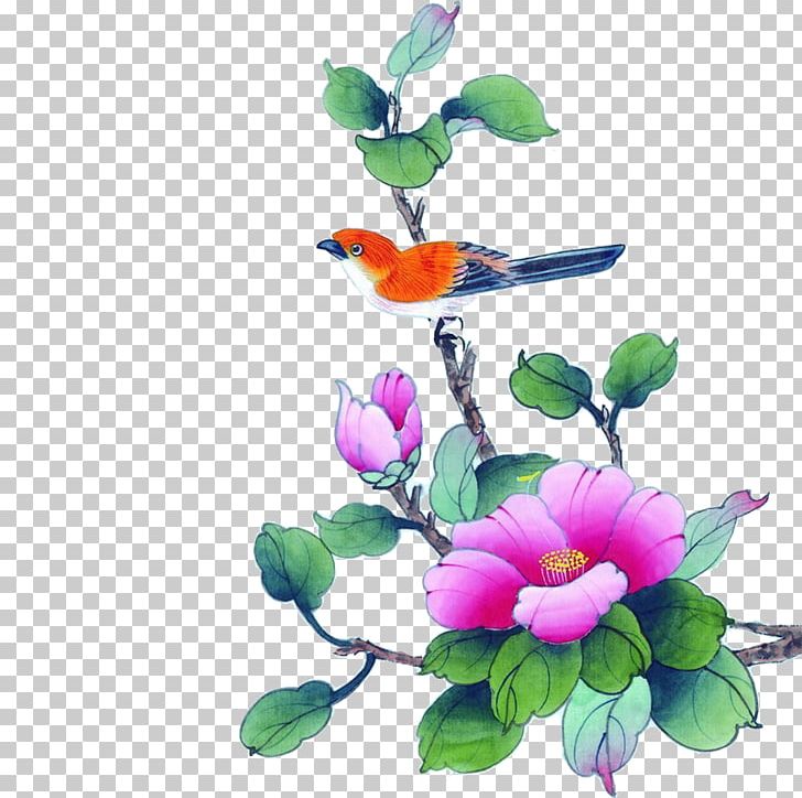 Chinese Painting Gongbi Ink Wash Painting Bird-and-flower Painting PNG, Clipart, Artificial Flower, Birdandflower Painting, Birds, Branch, Flower Free PNG Download