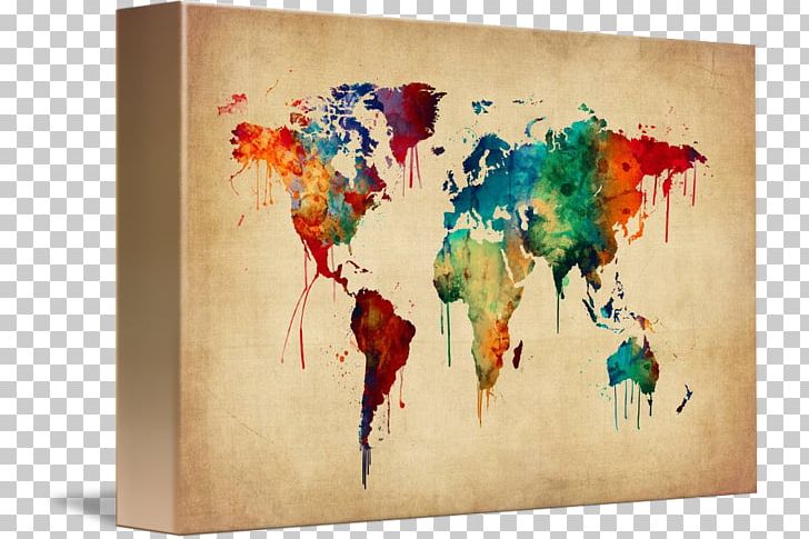 World Map Watercolor Painting Canvas Print PNG, Clipart, Art, Artist, Artwork, Canvas, Canvas Print Free PNG Download