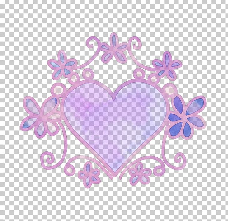 Purple Hand-painted Illustration Frame Heart And F PNG, Clipart, Color, Crayon, Download, Flower, Green Free PNG Download
