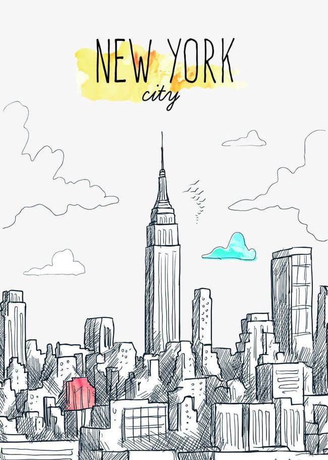 Creative Hand-painted New York City PNG, Clipart, Buildings, City, City Clipart, Cloud, Creative Free PNG Download