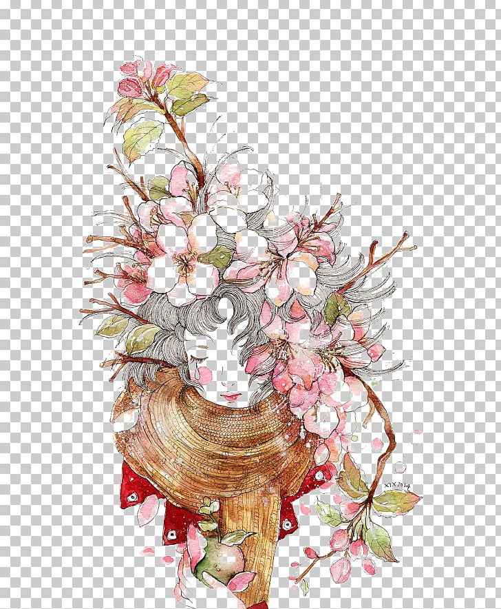 Xuxe2n Lu1ed9c District Drawing Watercolor Painting Art Illustration PNG, Clipart, Artificial Flower, Behance, Deviantart, Fashion Girl, Flower Free PNG Download