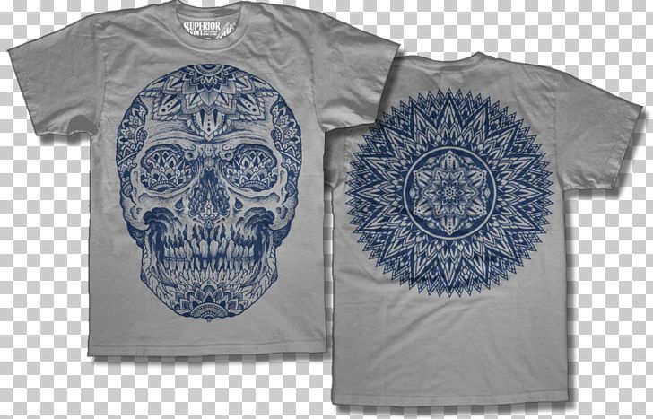 T-shirt Mandala Neckline Sleeve PNG, Clipart, Blue, Brand, Calavera, Clothing, Elbow Free PNG Download