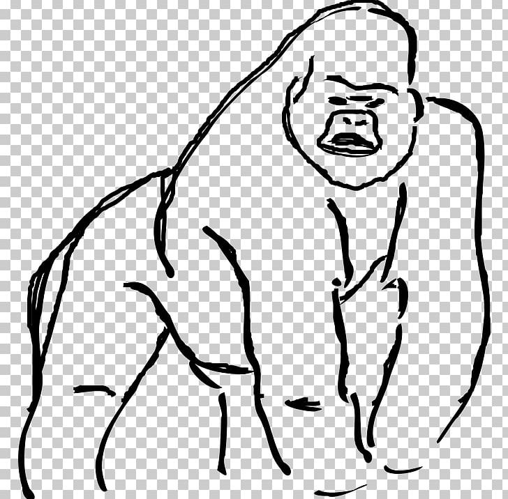 Gorilla Drawing PNG, Clipart, Animals, Ape, Arm, Art, Black Free PNG Download