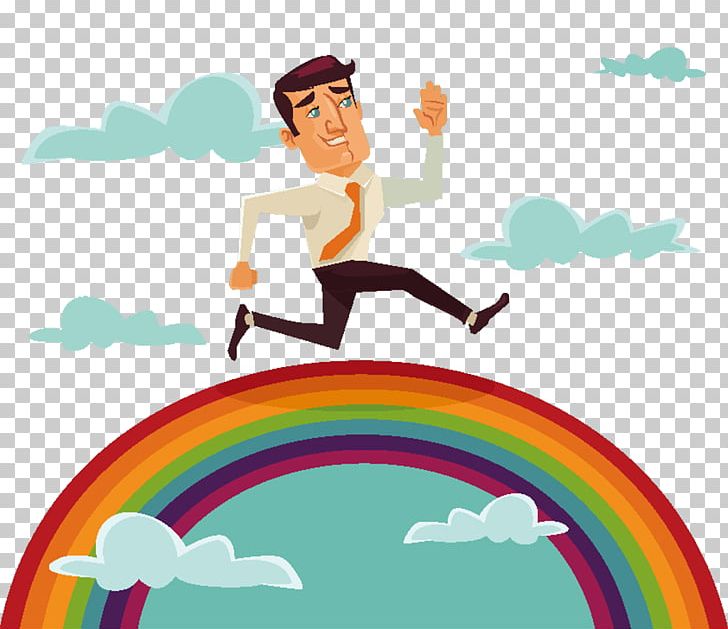 Run!rainbow Cartoon Illustration PNG, Clipart, Art, Business Man, Cartoon, Comics, Download Free PNG Download