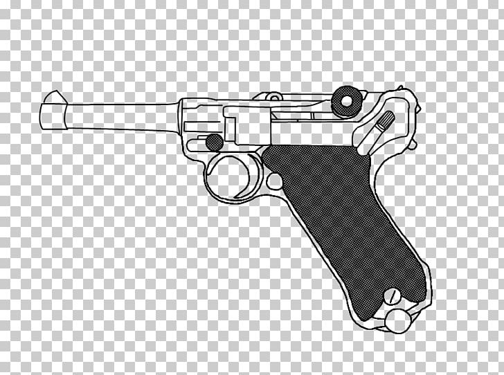 Trigger Luger Pistol Browning Hi-Power Firearm Drawing PNG, Clipart, Air Gun, Angle, Black, Black And White, Browning Hipower Free PNG Download