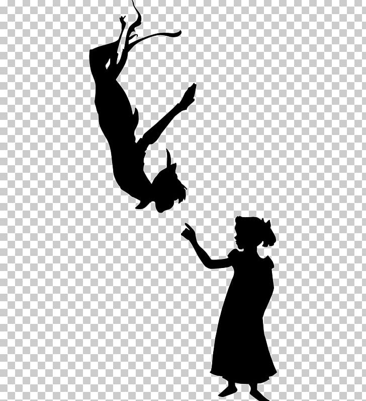 Peter Pan Peter And Wendy Wall Decal Tinker Bell Silhouette PNG, Clipart, Art, Black And White, Decal, Drawing, Fictional Character Free PNG Download