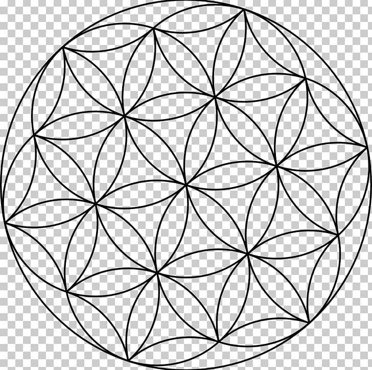 Overlapping Circles Grid Sacred Geometry Flower PNG, Clipart, Area, Black And White, Circle, Curve, Drawing Free PNG Download