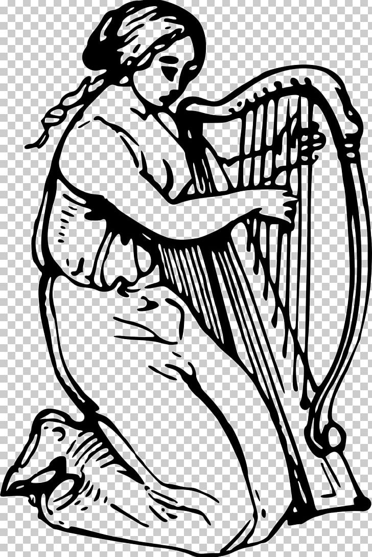 Harp Musical Instruments PNG, Clipart, Arm, Art, Artwork, Black, Black And White Free PNG Download