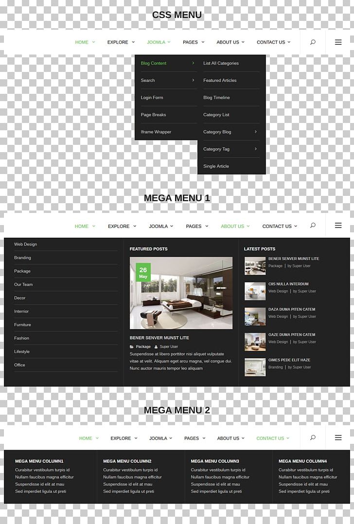 Responsive Web Design Template Menu Cascading Style Sheets Joomla PNG, Clipart, Brand, Cascading Style Sheets, Html, Joomla, Menu Free PNG Download