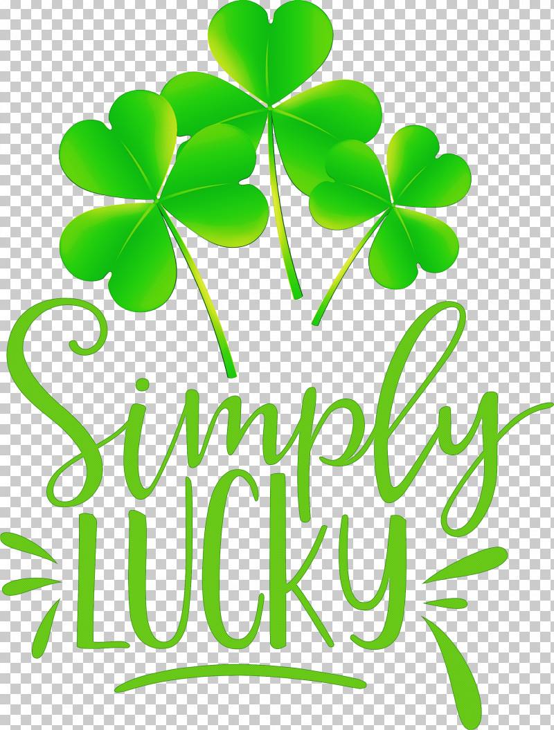 Shamrock Simply Lucky Saint Patricks Day PNG, Clipart, Biology, Flower, Green, Leaf, Line Free PNG Download