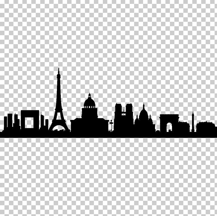 Paris Skyline Silhouette Wall Decal PNG, Clipart, Black And White ...