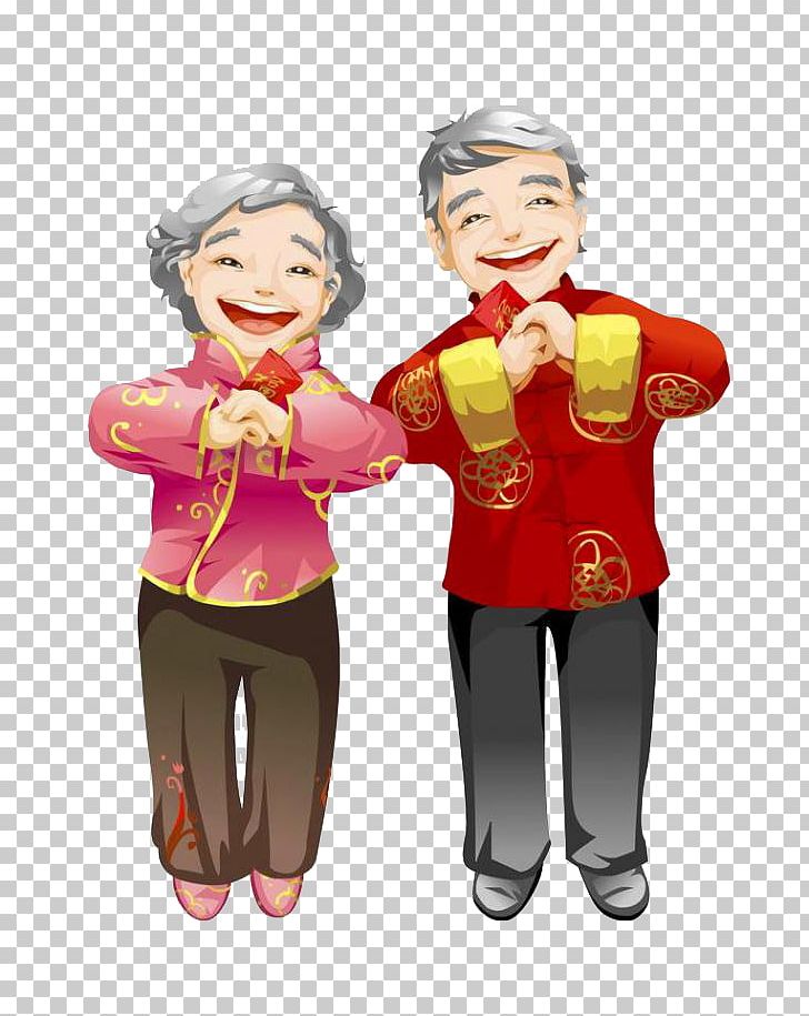 Senior Couple Chinese New Year Red Envelope Illustration PNG, Clipart, Arm, Boy, Cartoon, Cartoon Characters, Characters Free PNG Download