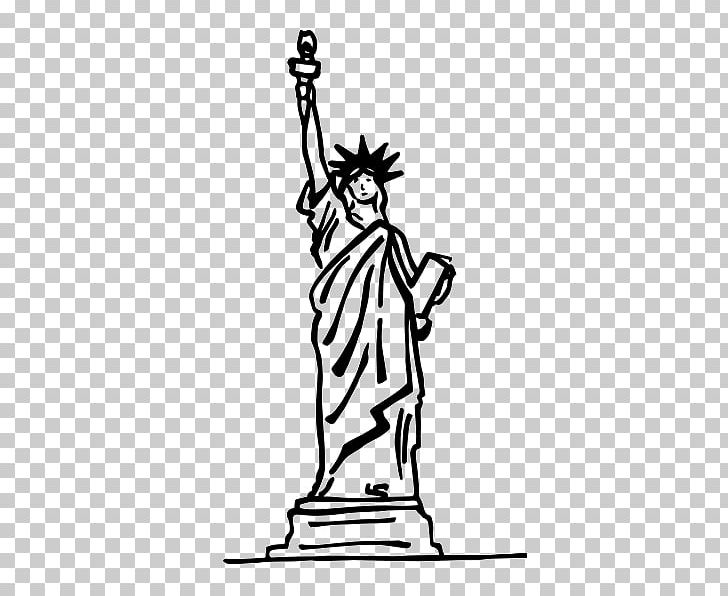 Statue Of Liberty Drawing Eiffel Tower Painting PNG, Clipart, Black And White, Cartoon, Coloring Book, Como Dibujar, Fictional Character Free PNG Download