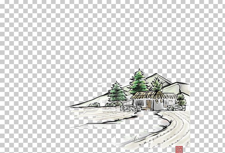 Ink Wash Painting Chinese Painting Fukei PNG, Clipart, Angle, Architecture, Asphalt Road, Country, Drawing Free PNG Download