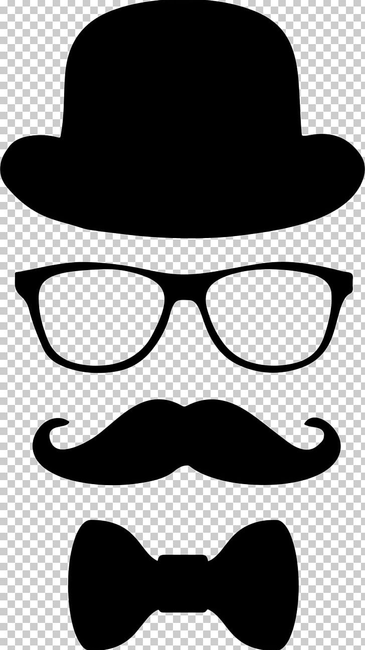 Moustache Top Hat Glasses Bow Tie PNG, Clipart, Artwork, Beard, Black And White, Bowler Hat, Bow Tie Free PNG Download