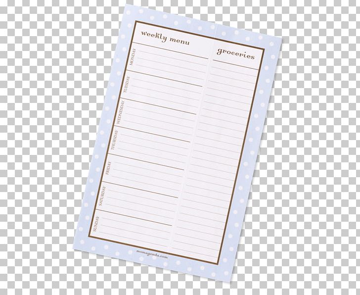 Paper Weekly Menu Pad Shopping List Grocery Store Notepad PNG, Clipart, Grocery Store, Legal Pad, Material, Menu, Notepad Free PNG Download