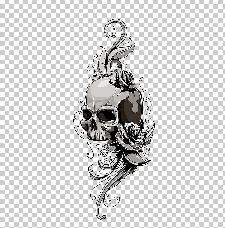 Human Skull Symbolism Tattoo Illustration PNG, Clipart, Art, Black And White, Bone, Dead, Drawing Free PNG Download