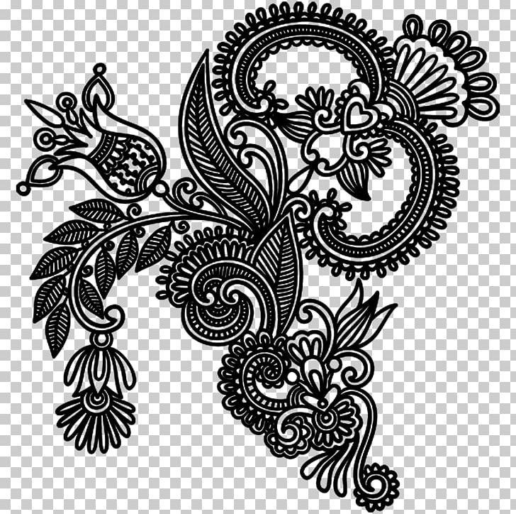 Henna Mehndi Flower Embroidery PNG, Clipart, Art, Black And White, Circle, Drawing, Embroidery Free PNG Download