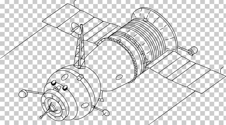 Soyuz Programme Soyuz 11 Apollo–Soyuz Test Project Soyuz 7K-T PNG, Clipart, Angle, Auto Part, Black And White, Docking And Berthing Of Spacecraft, Drawing Free PNG Download