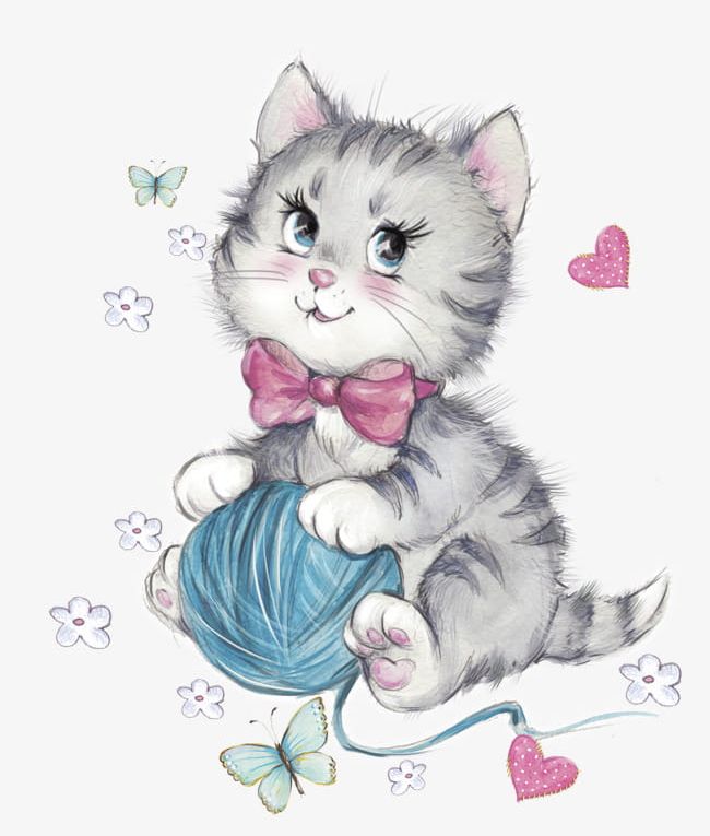 Kitten With Wool PNG, Clipart, Animal, Backgrounds, Ball, Computer Graphic, Cute Free PNG Download