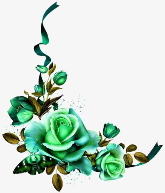 Green Noble Flowers Border PNG, Clipart, Border, Border Clipart, Flowers, Flowers Clipart, Green Free PNG Download