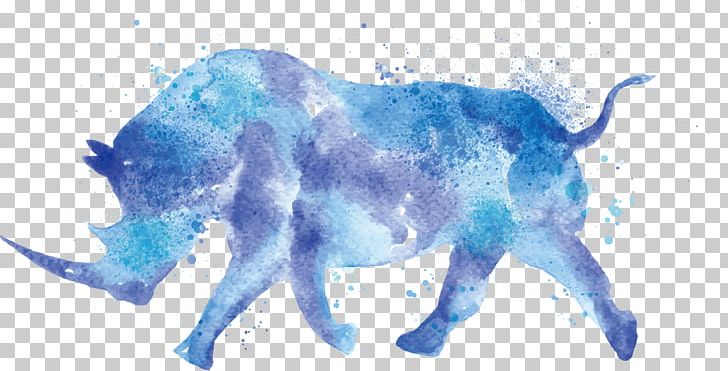 Rhinoceros Watercolor Painting Drawing PNG, Clipart, Animal, Animals, Blue, Canidae, Carnivoran Free PNG Download