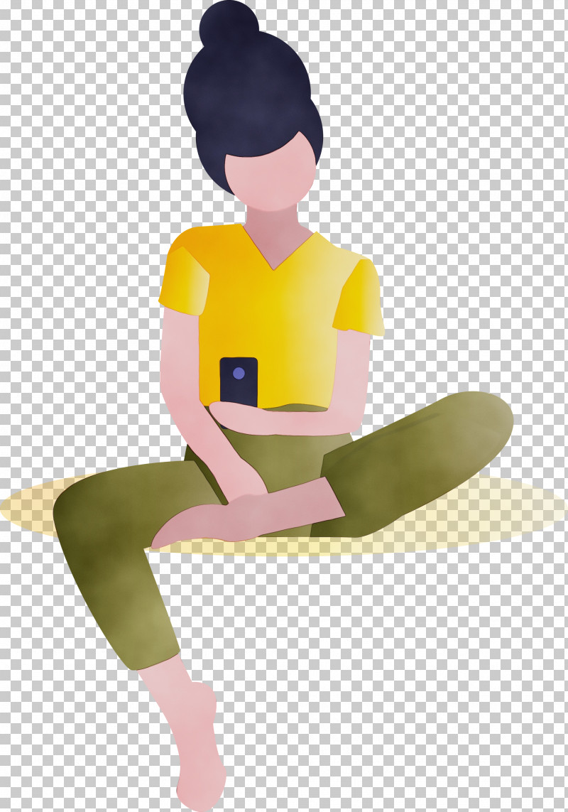 Sitting Cartoon Standing Leg Physical Fitness PNG, Clipart, Balance, Cartoon, Girl With Mobile, Iphone, Knee Free PNG Download