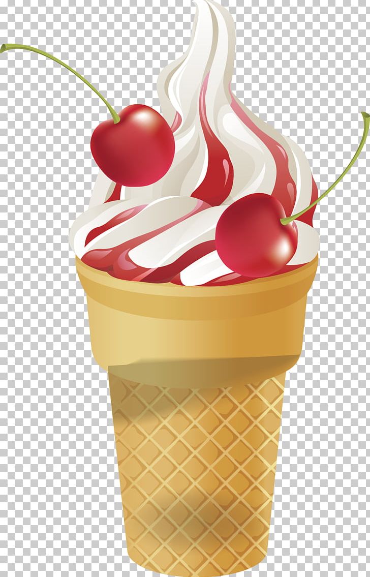 Ice Cream Cone Sundae Gelato PNG, Clipart, Cherry, Cherry Vector, Cream, Cream Vector, Dairy Product Free PNG Download