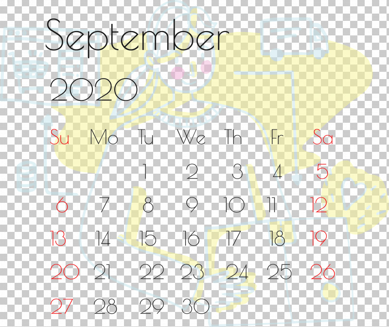 September 2020 Printable Calendar September 2020 Calendar Printable September 2020 Calendar PNG, Clipart, Area, Cartoon, Document, Line, Meter Free PNG Download