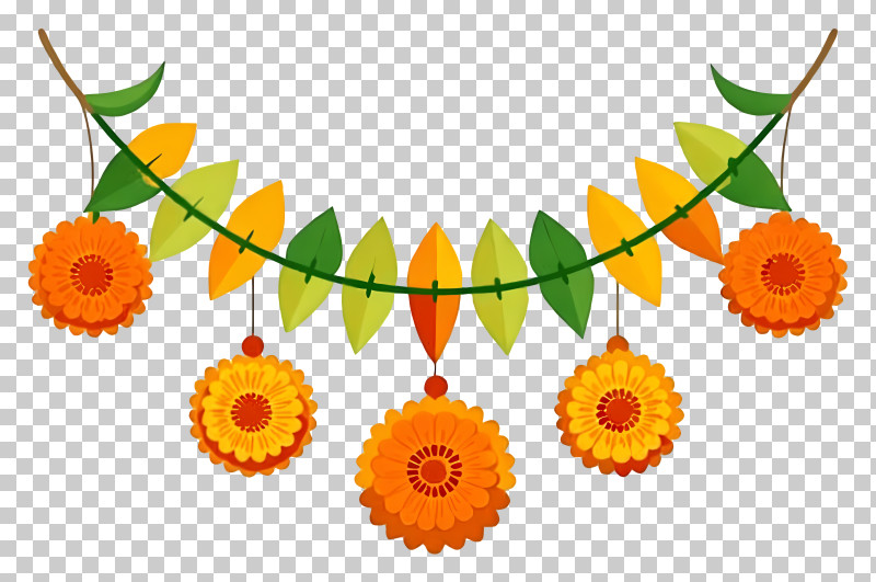 Indian Marigold Toran - Floral Garland Decoration PNG